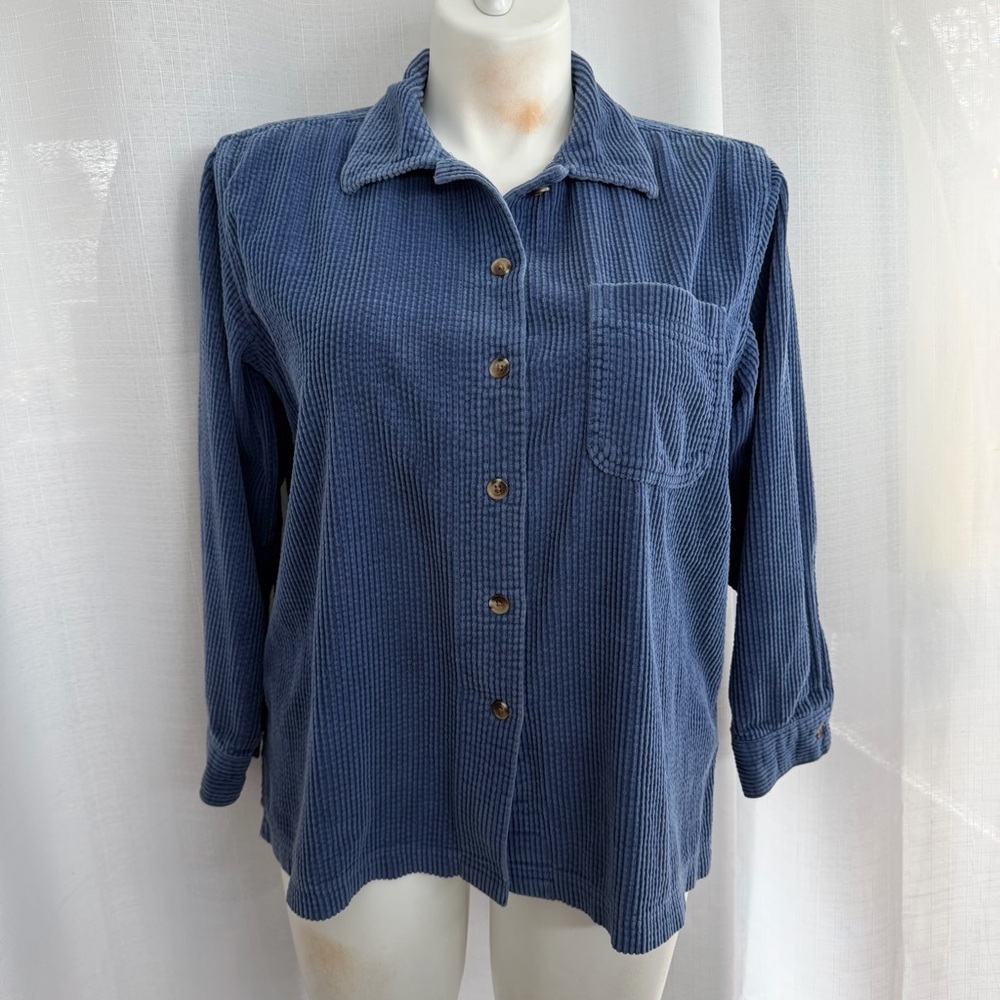 L.L.Bean Corduroy Jacket Women’s LP Blue Button Front Casual‎ Retro Gorpcore